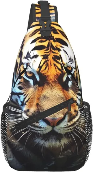 Cross Chest Bag for Men Women Crossbody Backpack Cool tiger Sling Bag Travel Hiking Daypack