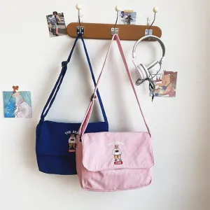 Crossbody Bag for Women,Women Shoulder Bags,Women Corduroy Bag Vintage Style Student Tote Shoulder Crossbody Bags Satchel White (Color : Deep Blue)