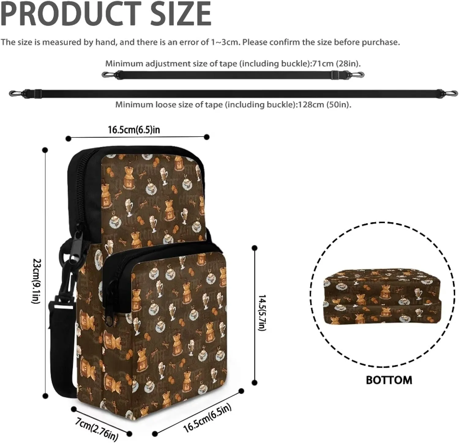 Crossbody Bag Side Strap Bags for Women Men Teens Over 5
