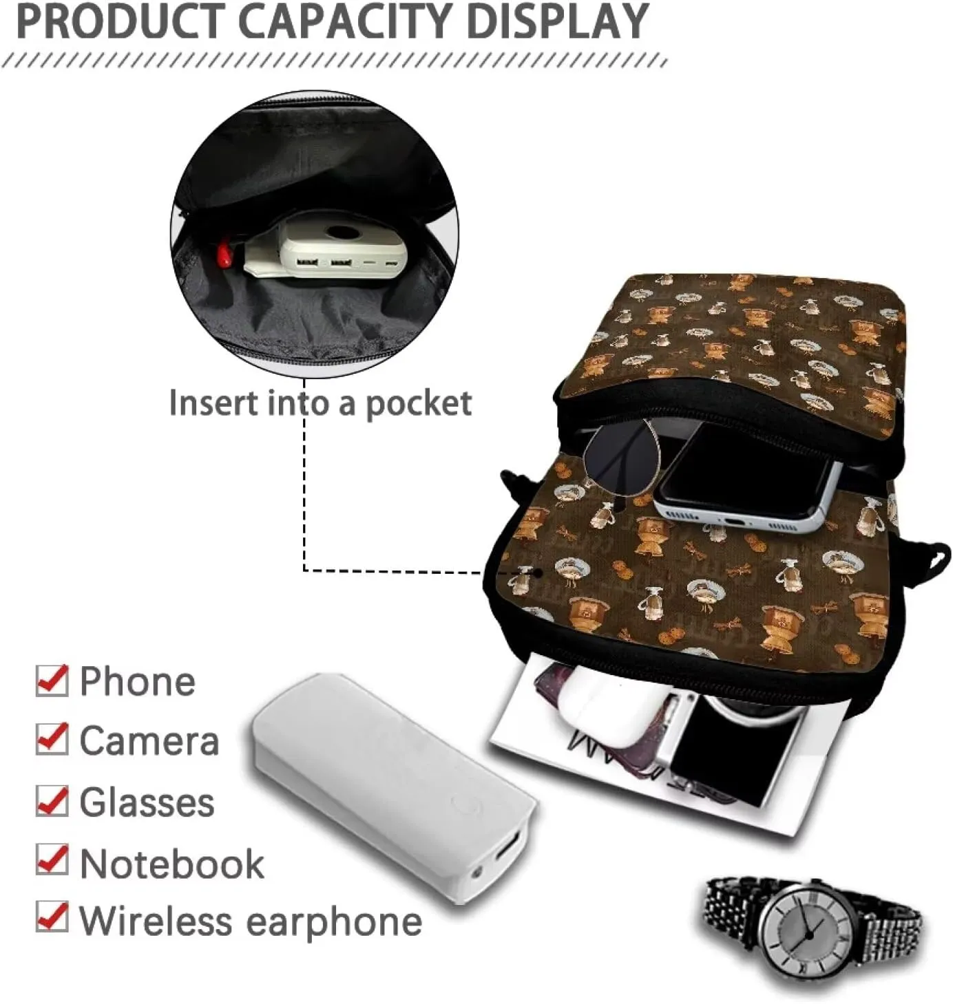 Crossbody Bag Side Strap Bags for Women Men Teens Over 5