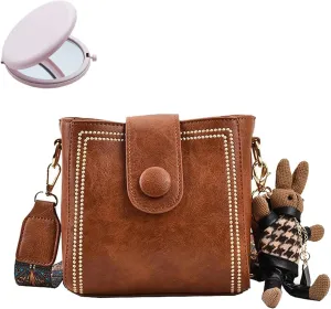Crossbody Bags for Women Vintage Fashion Bag With Adjustable Wide Shoulder Strap, Vintage Retro Small Water Bucket Bag