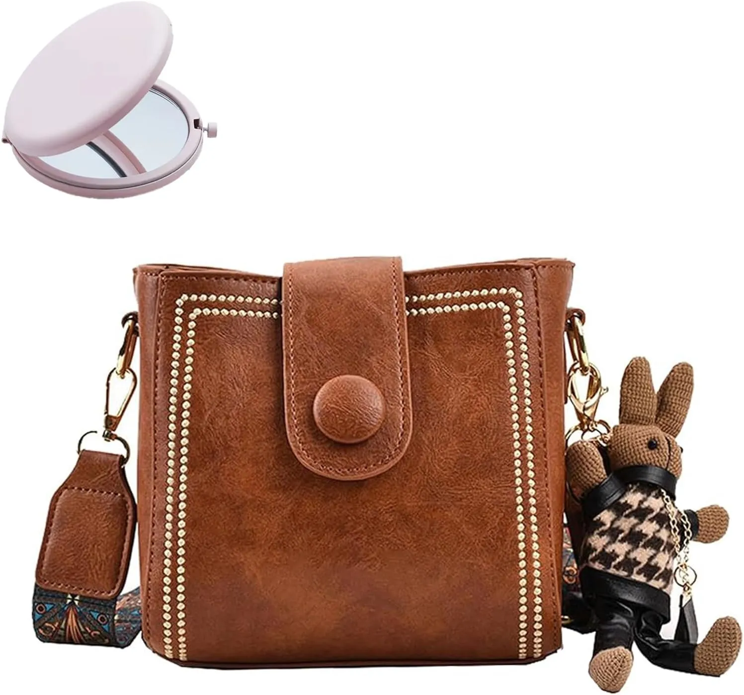 Crossbody Bags for Women Vintage Fashion Bag With Adjustable Wide Shoulder Strap, Vintage Retro Small Water Bucket Bag