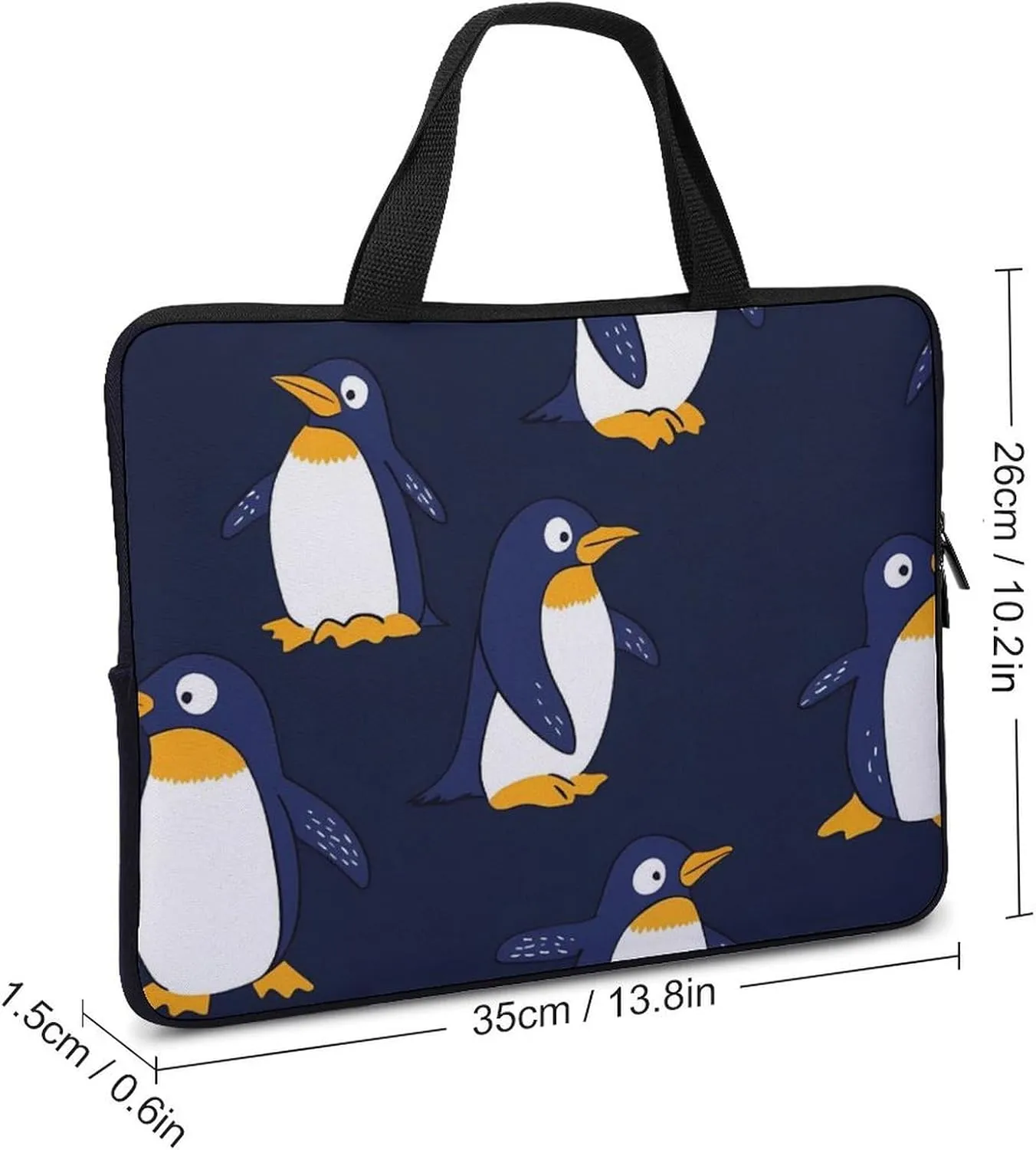 Cute Penguin Pattern Laptop Sleeve Bag Computer Carrying Case Laptops Protective Cover for Travel Business