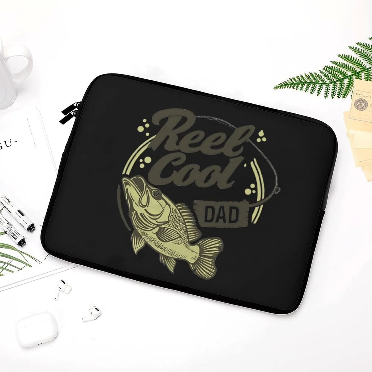 Dad Fishing Reel Cool Personalized Laptop Bag Business Casual Laptop Cases Slim Computer Bag Briefcase