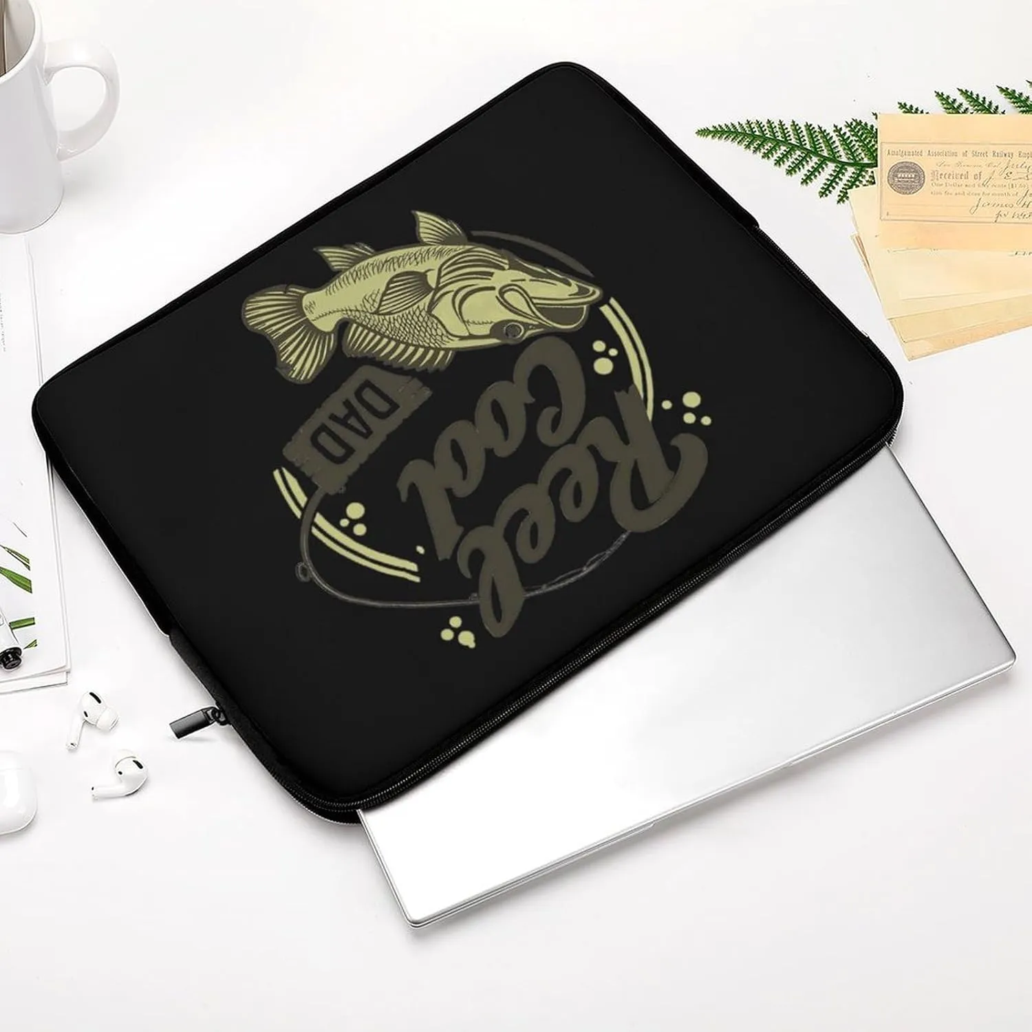 Dad Fishing Reel Cool Personalized Laptop Bag Business Casual Laptop Cases Slim Computer Bag Briefcase