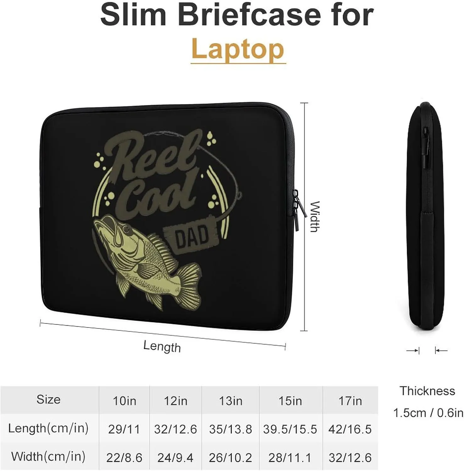 Dad Fishing Reel Cool Personalized Laptop Bag Business Casual Laptop Cases Slim Computer Bag Briefcase