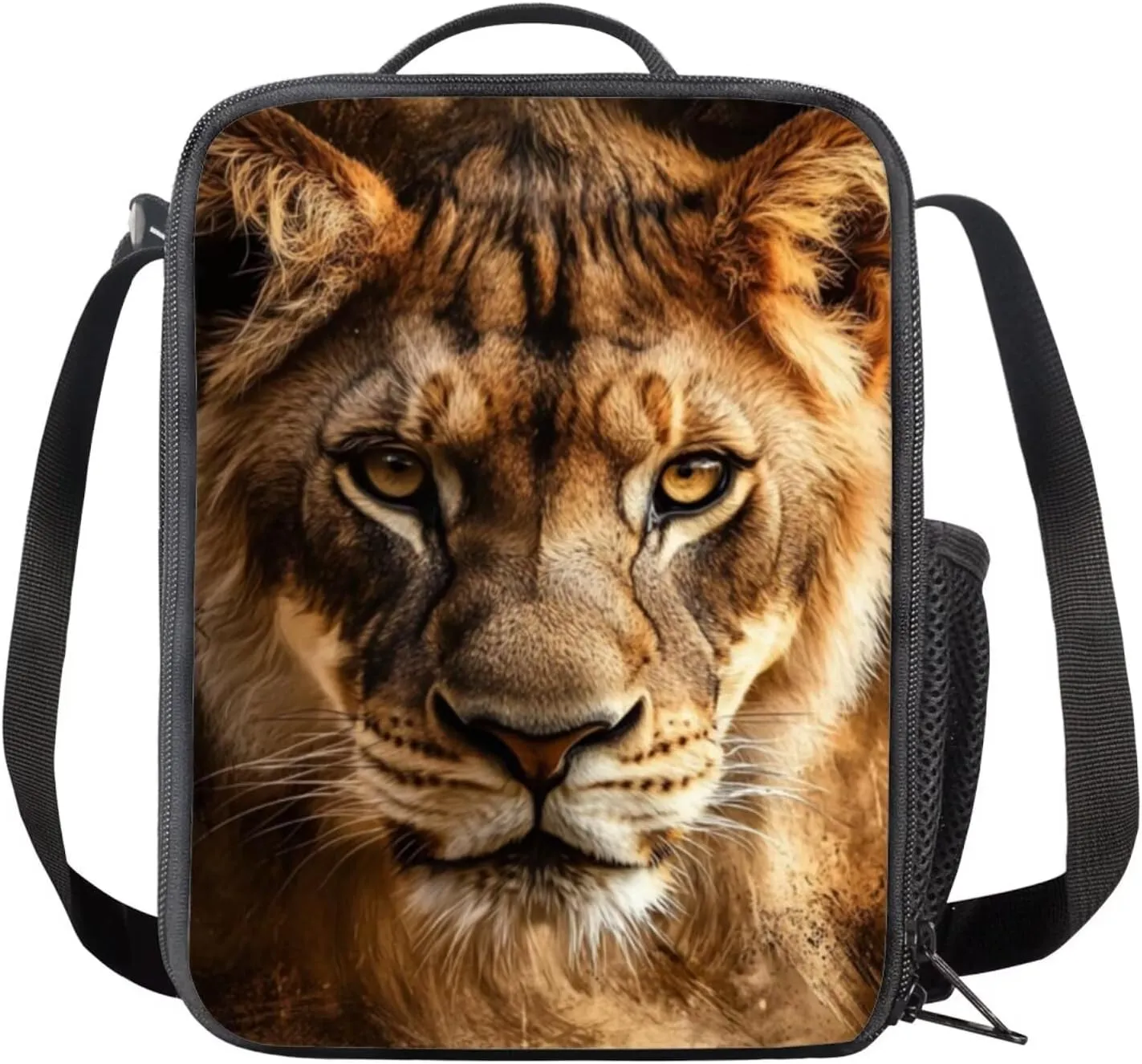 doginthehole Cool Lion Backpack for Boys Cool Kids Bookbag with Lunch Box and Pencil Bags 3 Piece School Bag for Boys 8-12 for Elementary Middle School Casual Travel Book Bags