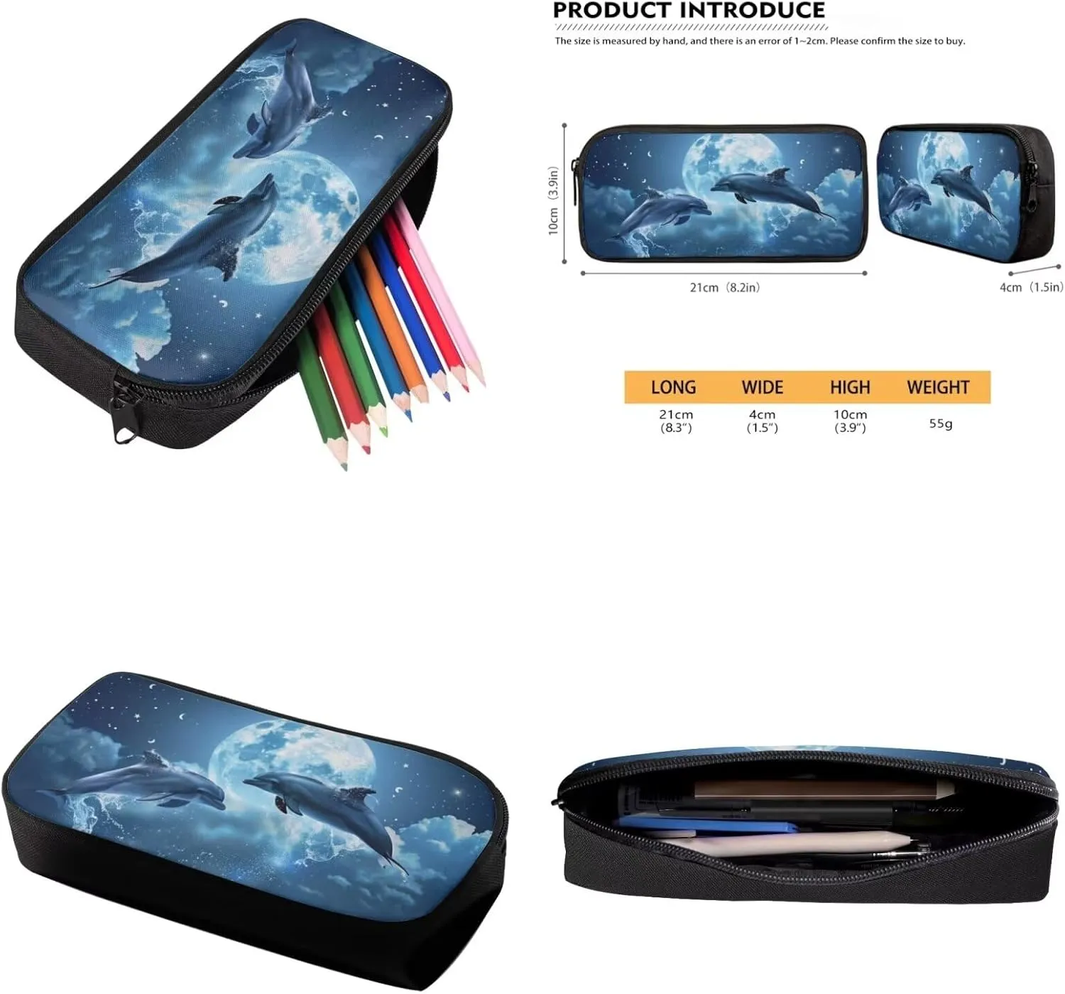 Dolphin Backpacks for Teen Kids Large Capacity School Bag Bookbag Satchel with Insulated Lunch Box Bag Pencil Case Kindergarten Preschool School Bookbag