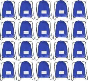 Drawstring Backpack Bulk 20 Pcs Draw String Bags DIY Gym Sports Traveling Yoga Cinch Bag Sackpack Drawstring Memo Card (RoyalBlue bluenoya)