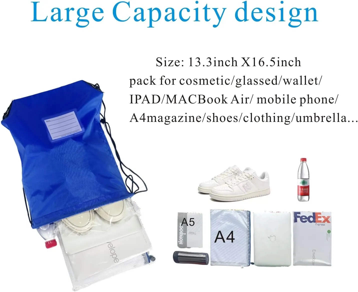 Drawstring Backpack Bulk 20 Pcs Draw String Bags DIY Gym Sports Traveling Yoga Cinch Bag Sackpack Drawstring Memo Card (RoyalBlue bluenoya)