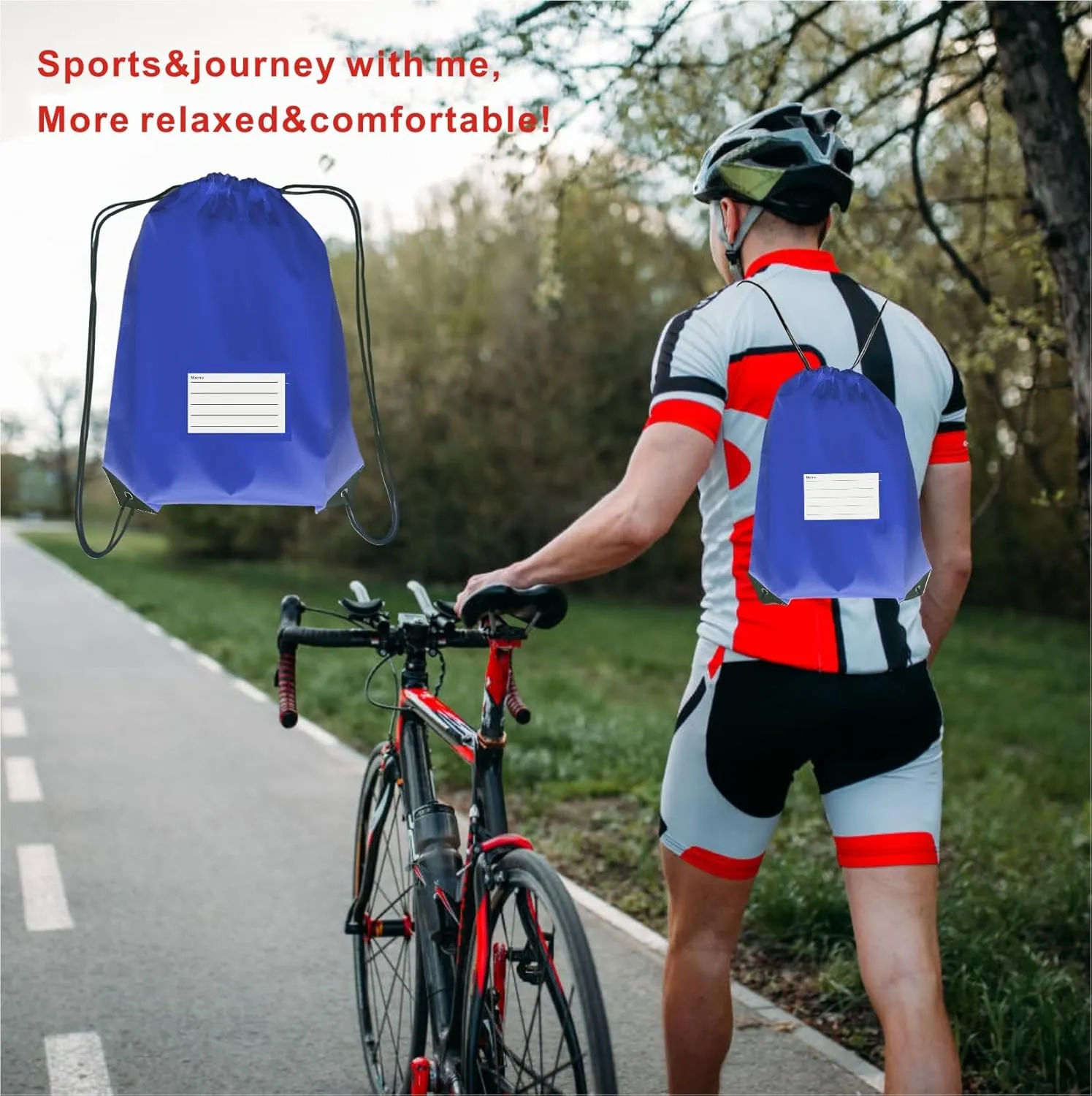 Drawstring Backpack Bulk 20 Pcs Draw String Bags DIY Gym Sports Traveling Yoga Cinch Bag Sackpack Drawstring Memo Card (RoyalBlue bluenoya)