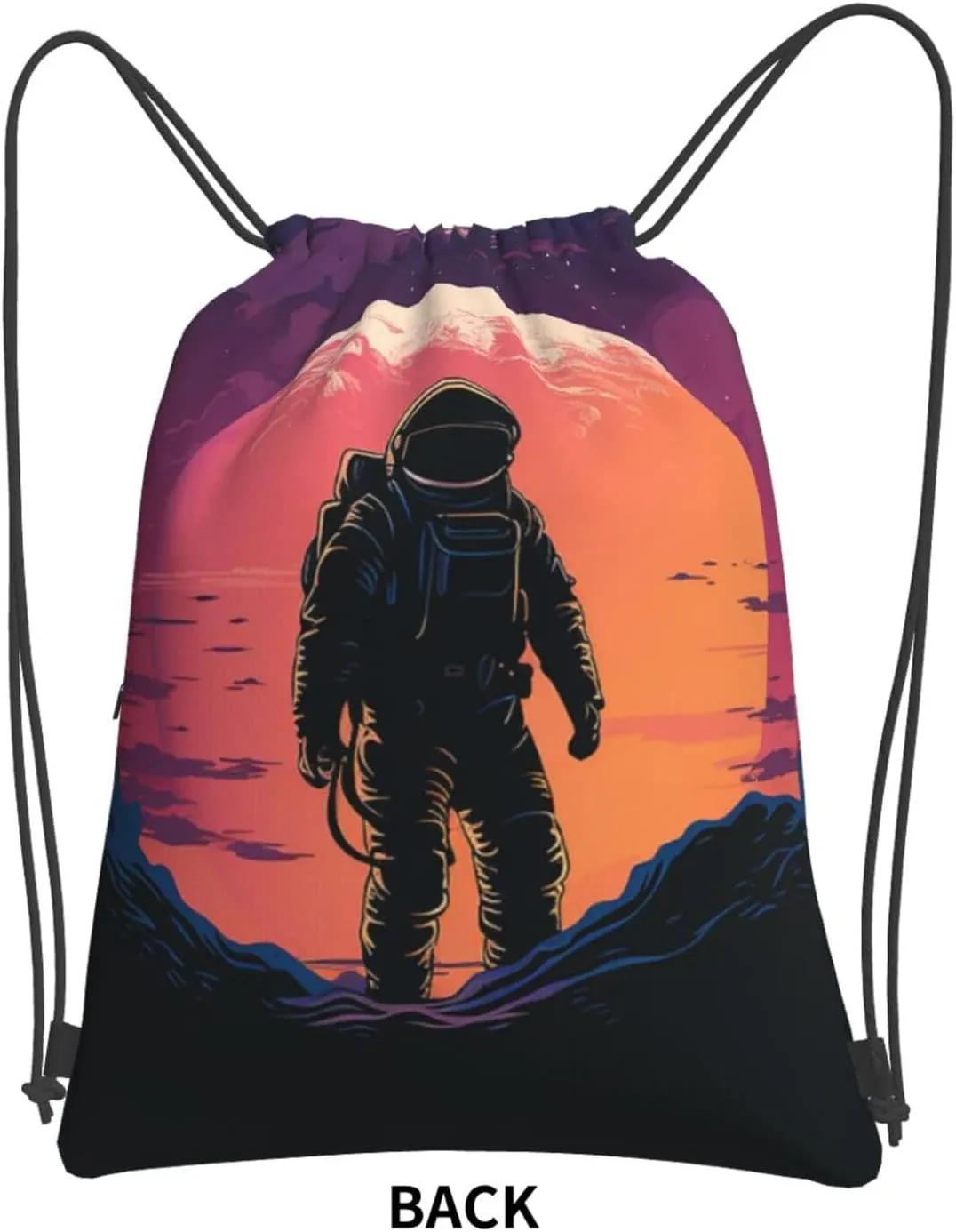 Drawstring Backpack Resistant Sackpack Cool Astronaut Sports Gym Bag String Bag for Women Men