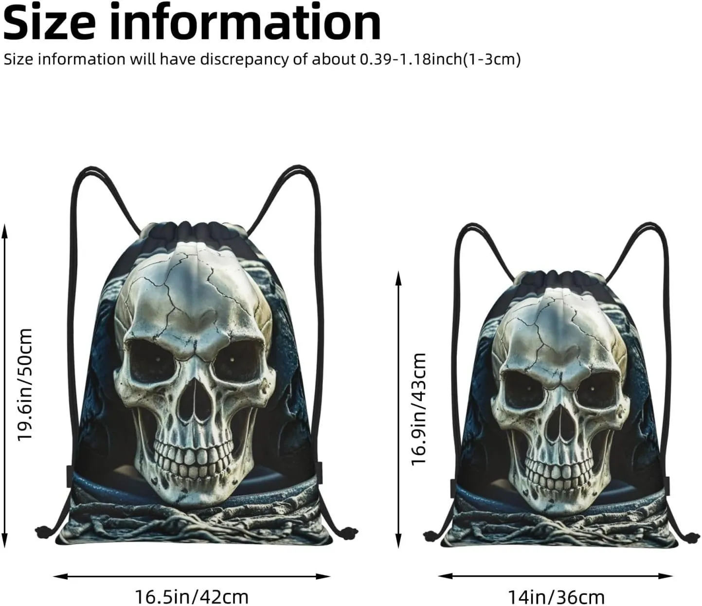 Drawstring Backpack Sports Gym Bag Cool Evil Skull Drawstring Bags for Gym Sports Yoga Travel Small