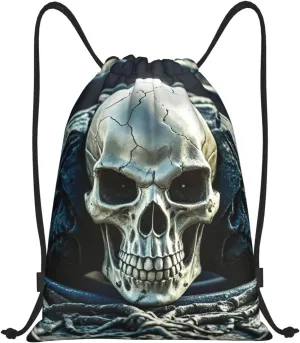 Drawstring Backpack Sports Gym Bag Cool Evil Skull Drawstring Bags for Gym Sports Yoga Travel Small
