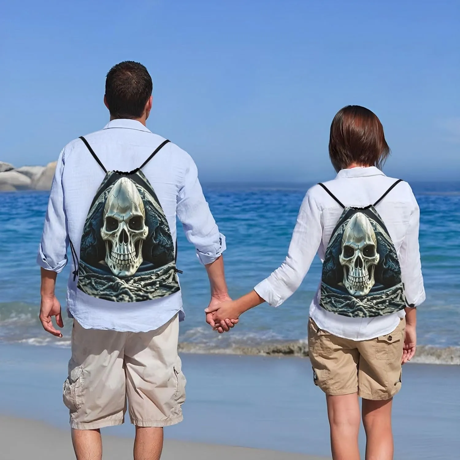 Drawstring Backpack Sports Gym Bag Cool Evil Skull Drawstring Bags for Gym Sports Yoga Travel Small