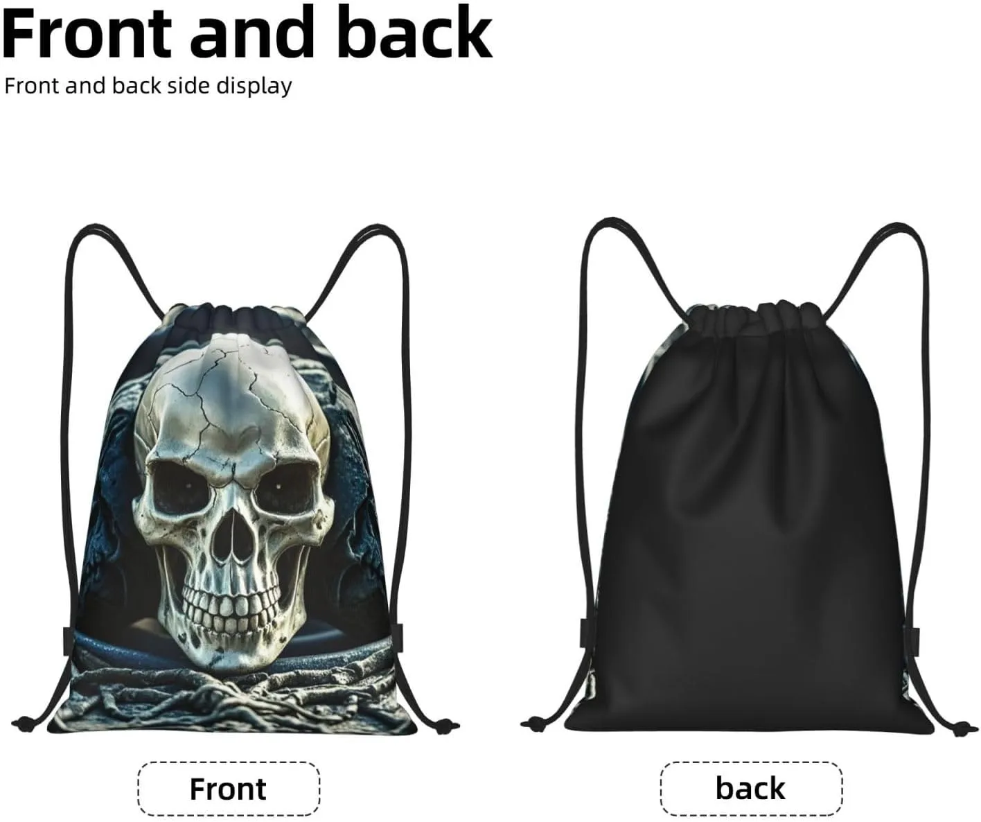 Drawstring Backpack Sports Gym Bag Cool Evil Skull Drawstring Bags for Gym Sports Yoga Travel Small