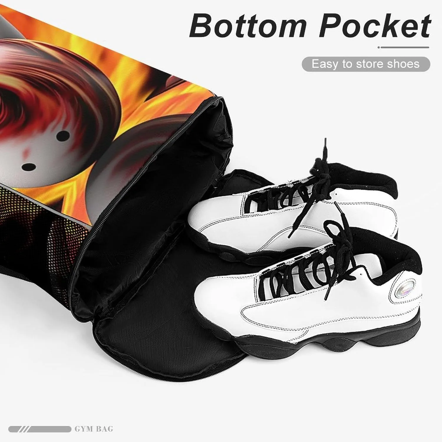 Drawstring Backpack Sports Gym Bag Resistant Sackpack Bowling Ball String Bag for Women Men, 45.5x41.5x36cm