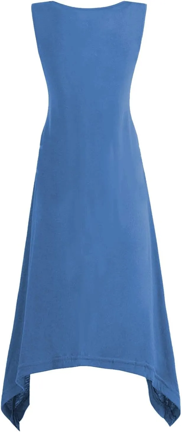 Dresses for Women 2024 Casual Summer Sleeveless Crewneck Sexy Beach Tank Dress Fashion Flowy Swing Sundresses