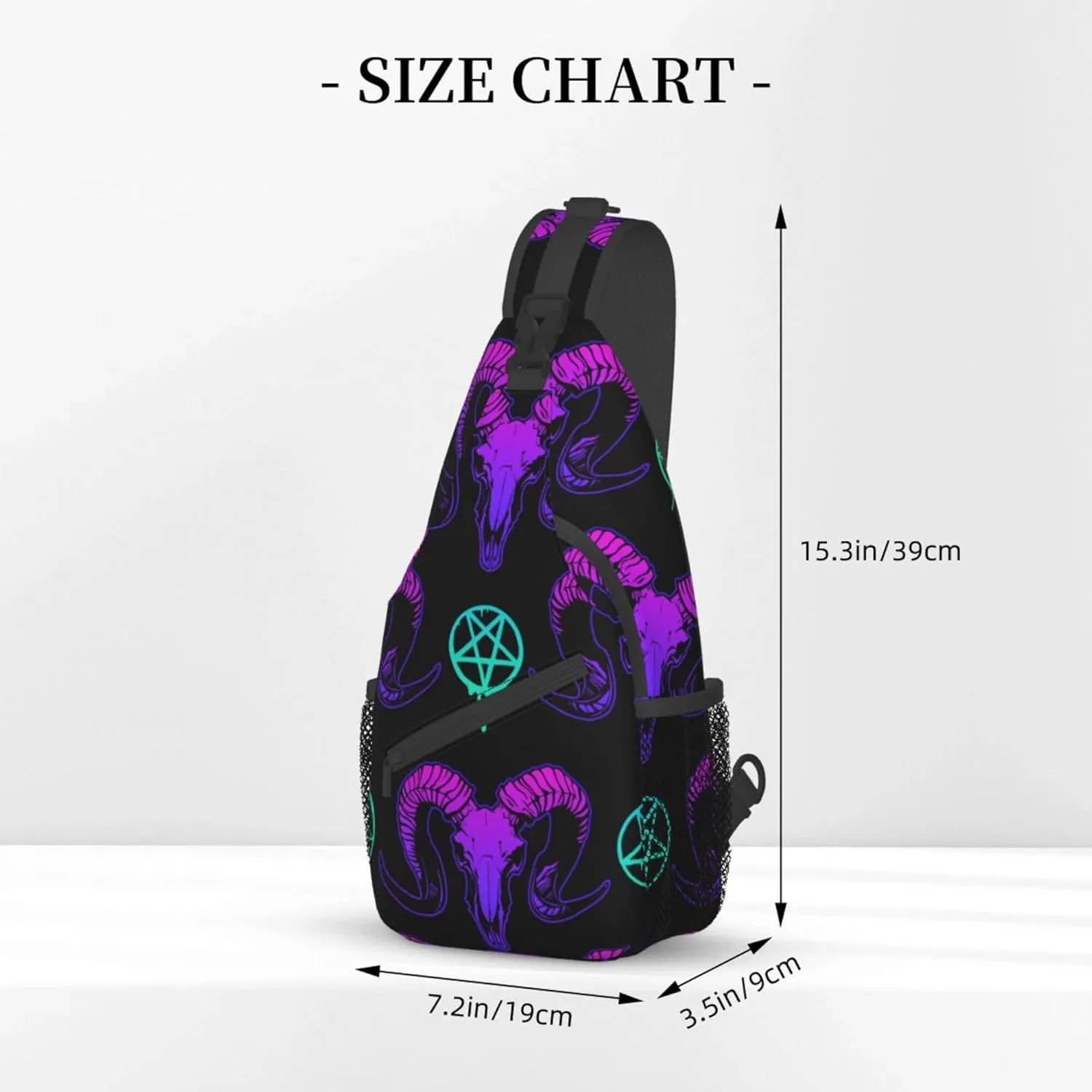 Elegant Chest Cross Body Bag Compatible with Mystical Ram Skull Sling Shoulder Backpack for Women, Adjustable and Comfortable Gym Sack, Anti Theft Cycling Traveling Hiking Daypack