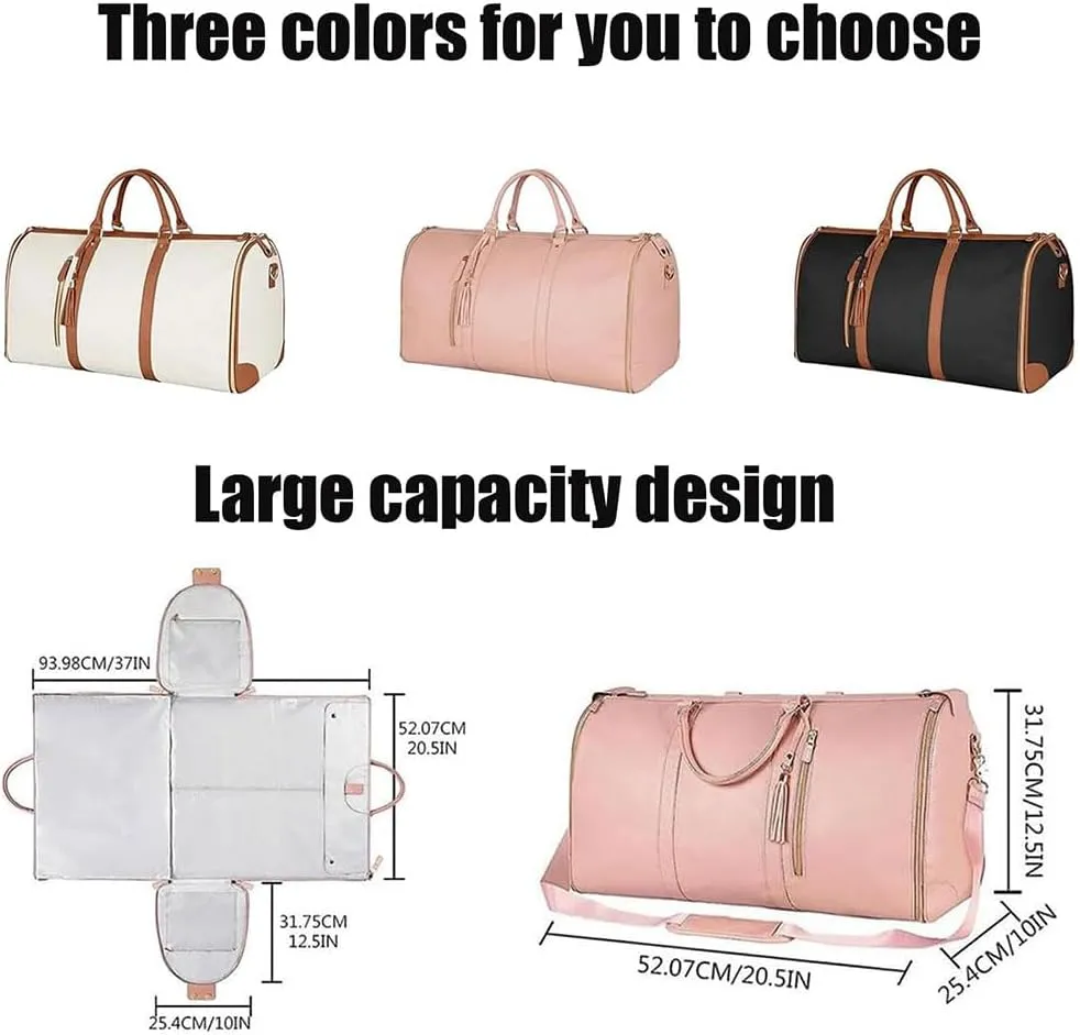 Emmafy Travel Bags for Women,Convertible Garment Duffle Bags for Travel, 2 in 1 Hanging Suitcase Suit Foldable Travel Duffel Bags (B)