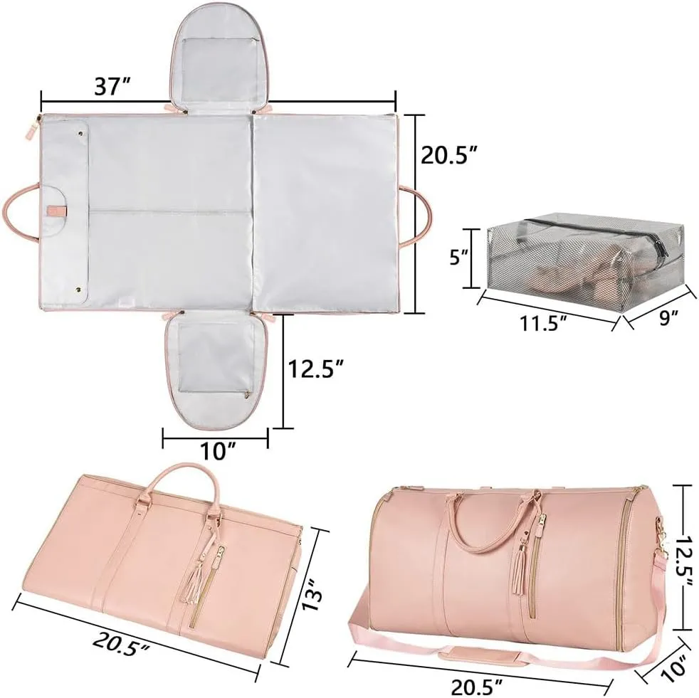 Emmafy Travel Bags for Women,Convertible Garment Duffle Bags for Travel, 2 in 1 Hanging Suitcase Suit Foldable Travel Duffel Bags (B)