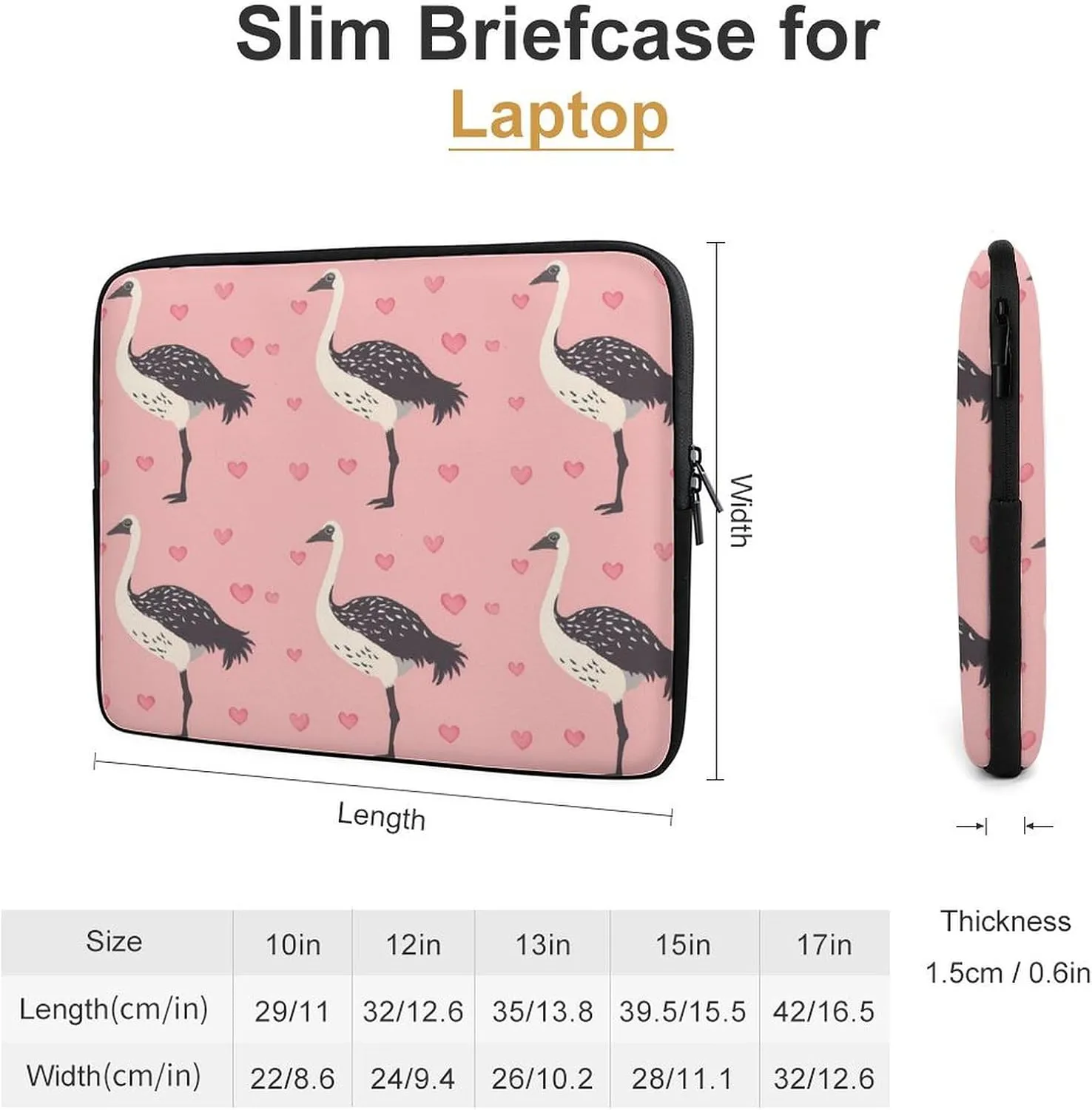 Emu Laptop Sleeve Case Protective Computer Bag Carrying Briefcase for Men Women