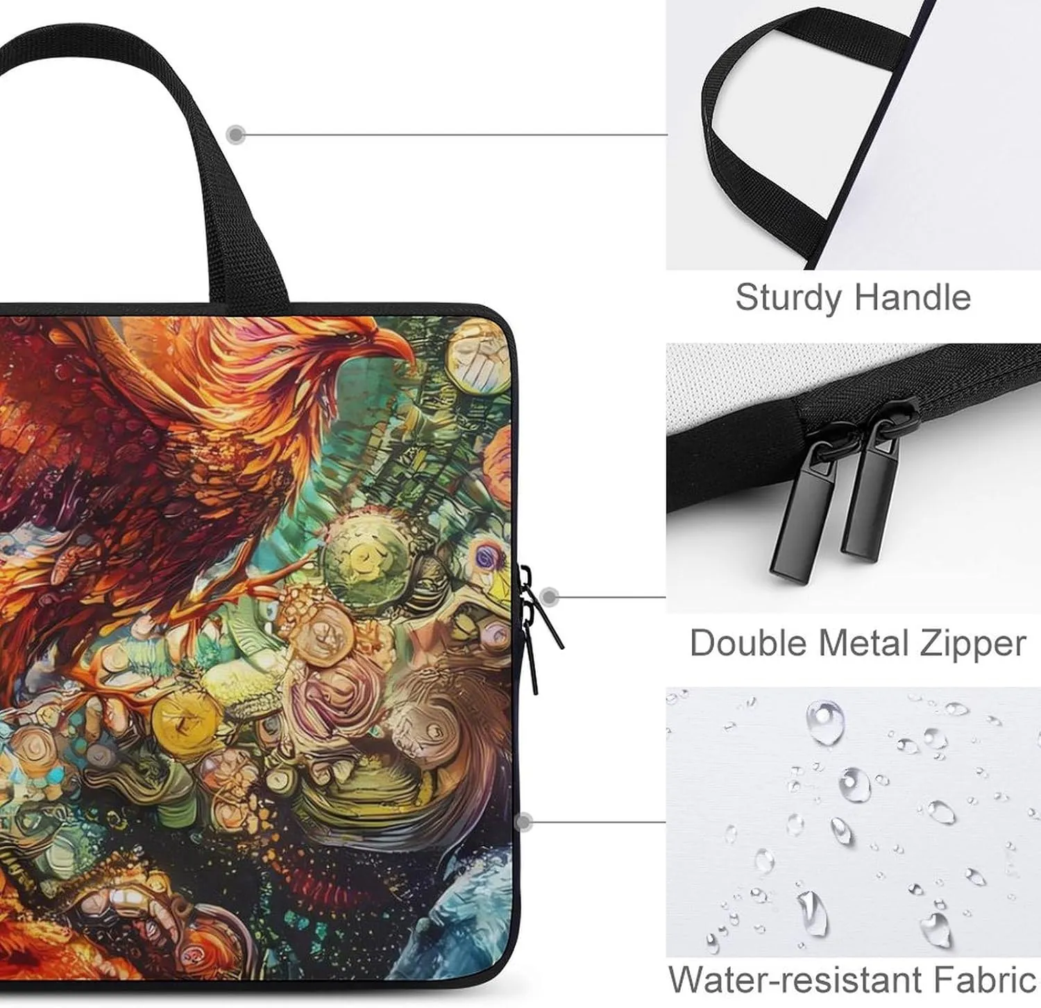 Fire P.hoenix Treasure Jewelry Laptop Sleeve Bag Computer Carrying Case Laptops Protective Cover for Travel Business