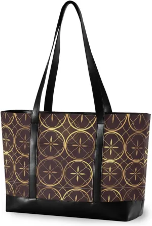 Flat Geometric Pattern Guilloche Floral Gold professional tote bag for women with zipper bag for work for yoga with nurse work bolso para laptop