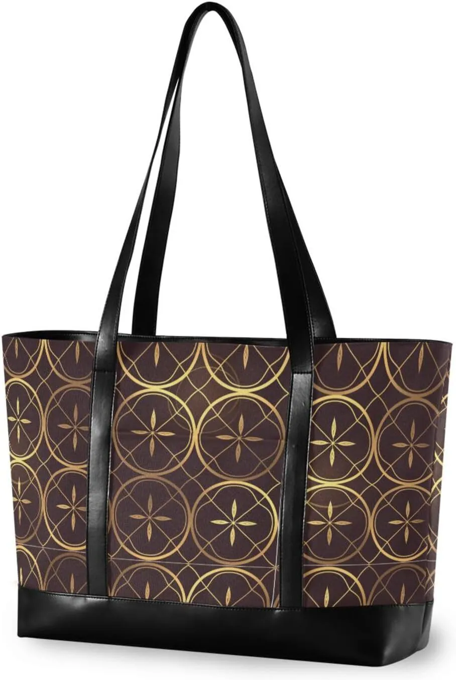 Flat Geometric Pattern Guilloche Floral Gold professional tote bag for women with zipper bag for work for yoga with nurse work bolso para laptop