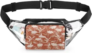 Flower Silhouette Background Clear Fanny Pack Stadium Approved Adjustable Clear Belt Bag Cute Waist Bags for Women Men Travel Sports Events Hiking Concerts