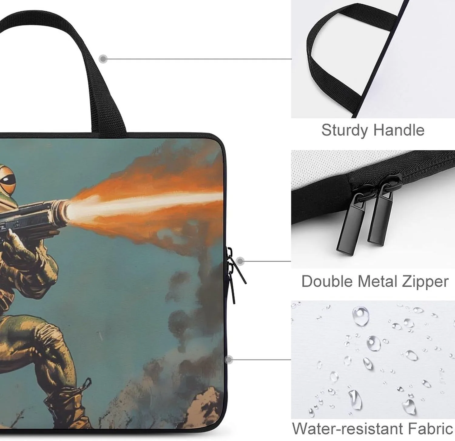 Frog Laser Gun Laptop Sleeve Bag Computer Carrying Case Laptops Protective Cover for Travel Business
