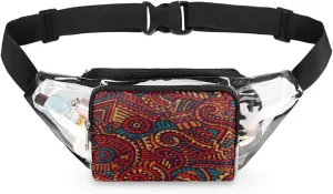Funny Aztec Pattern Clear Fanny Pack Stadium Approved Adjustable Clear Belt Bag Cute Waist Bags for Women Men Travel Sports Events Hiking Concerts
