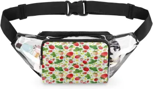 Funny Strawberry Clear Fanny Pack Stadium Approved Adjustable Clear Belt Bag Cute Waist Bags for Women Men Travel Sports Events Hiking Concerts