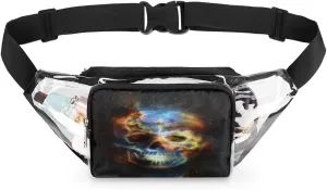 Galaxy Sugar Skull Clear Fanny Pack Stadium Approved Adjustable Clear Belt Bag Cute Waist Bags for Women Men Travel Sports Events Hiking Concerts