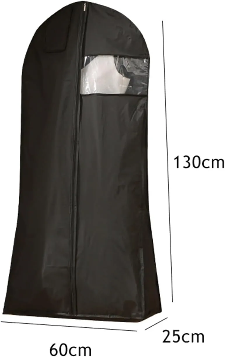 Garment Bags for Dresses Dirt-Proof, Wrinkle-Proof, Top Opening Large Capacity Foldable for Storage Bridal Wedding Gown Dress Garment Bag(Black,60 * 25 * 130cm)