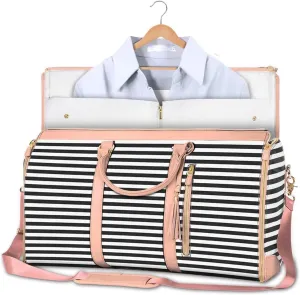Garment Duffle Bags for Travel, Convertible Carry On Garment Bag, Foldable Garment Duffle Bag, 2 In 1 Garment Bags for Travel, Suit Travel Bags for Men Women-Pink&Brown