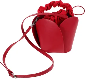 Gatuida Unique Design Bucket Bag Red Handbag for Women Party Purse Small Bucket Purses Mini Fake Leather Shoulder Bag