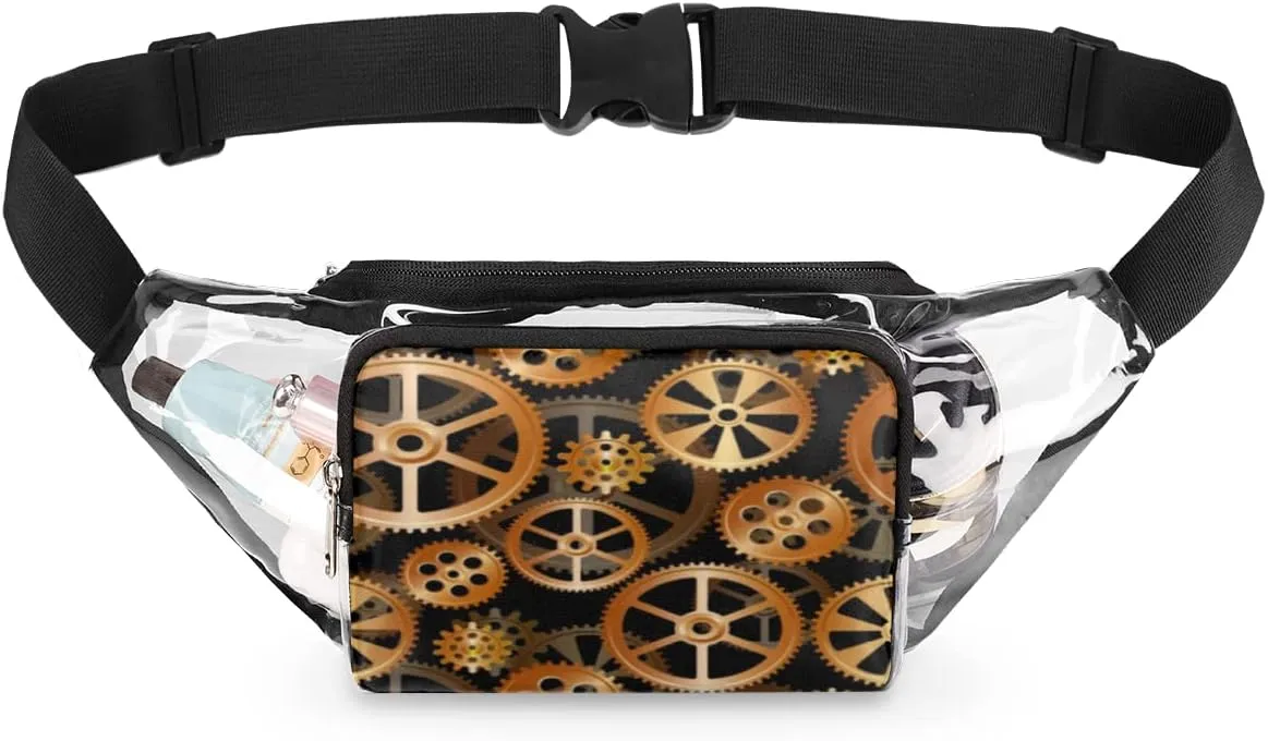 Gear Stripes Clear Fanny Pack Stadium Approved Adjustable Clear Belt Bag Cute Waist Bags for Women Men Travel Sports Events Hiking Concerts