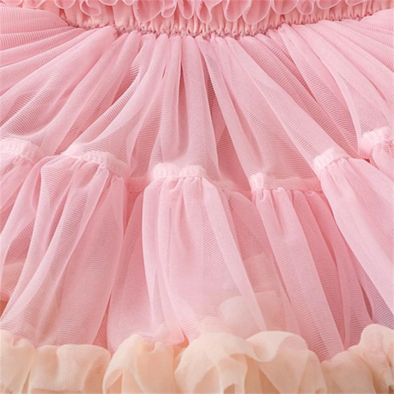 Girls Fluff Tiered Tulle Tutu Dresses Wedding Part Gown Spaghetti Straps Ruffle ini Dress with Pom om