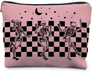 Gothic Skeleton Makeup Case - Halloween & Dark Academia Witchy Pouch, Cool Horror Gift for Women