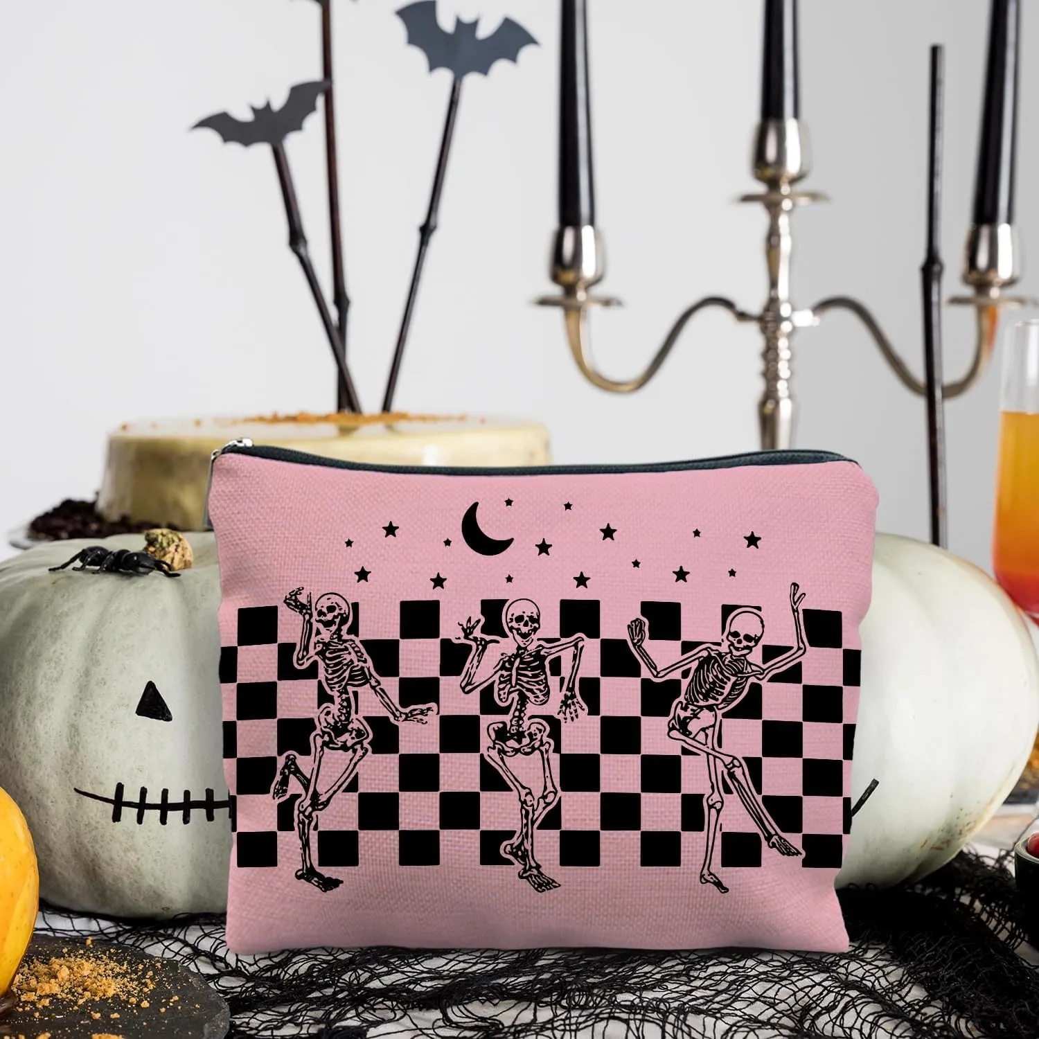 Gothic Skeleton Makeup Case - Halloween & Dark Academia Witchy Pouch, Cool Horror Gift for Women