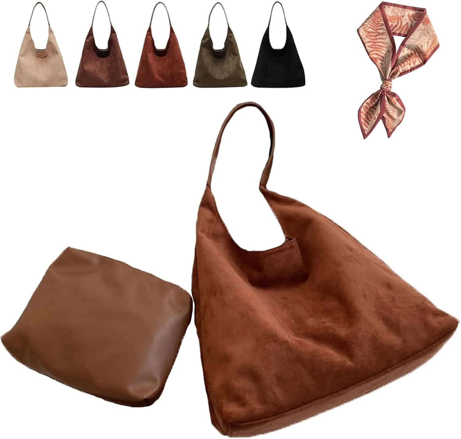 Green Suede Bag Suede Hobo Bag for Women Retro Suede Slouchy Bag Hobo Handbag Suede Shoulder Bag