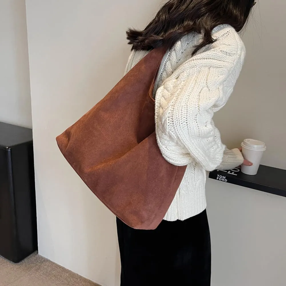 Green Suede Bag Suede Hobo Bag for Women Retro Suede Slouchy Bag Hobo Handbag Suede Shoulder Bag