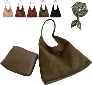 Green Suede Bag Suede Hobo Bag for Women Retro Suede Slouchy Bag Hobo Handbag Suede Shoulder Bag