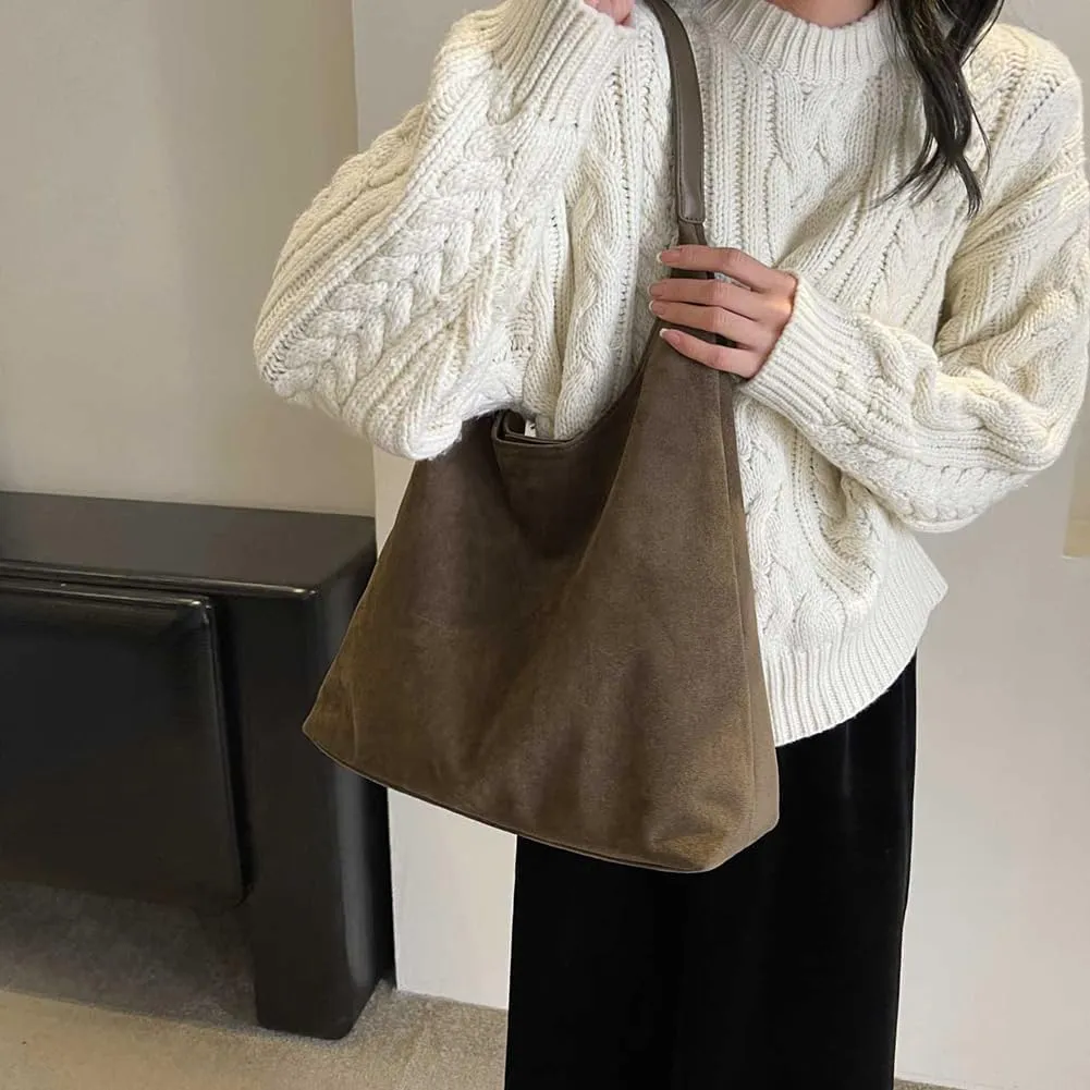Green Suede Bag Suede Hobo Bag for Women Retro Suede Slouchy Bag Hobo Handbag Suede Shoulder Bag