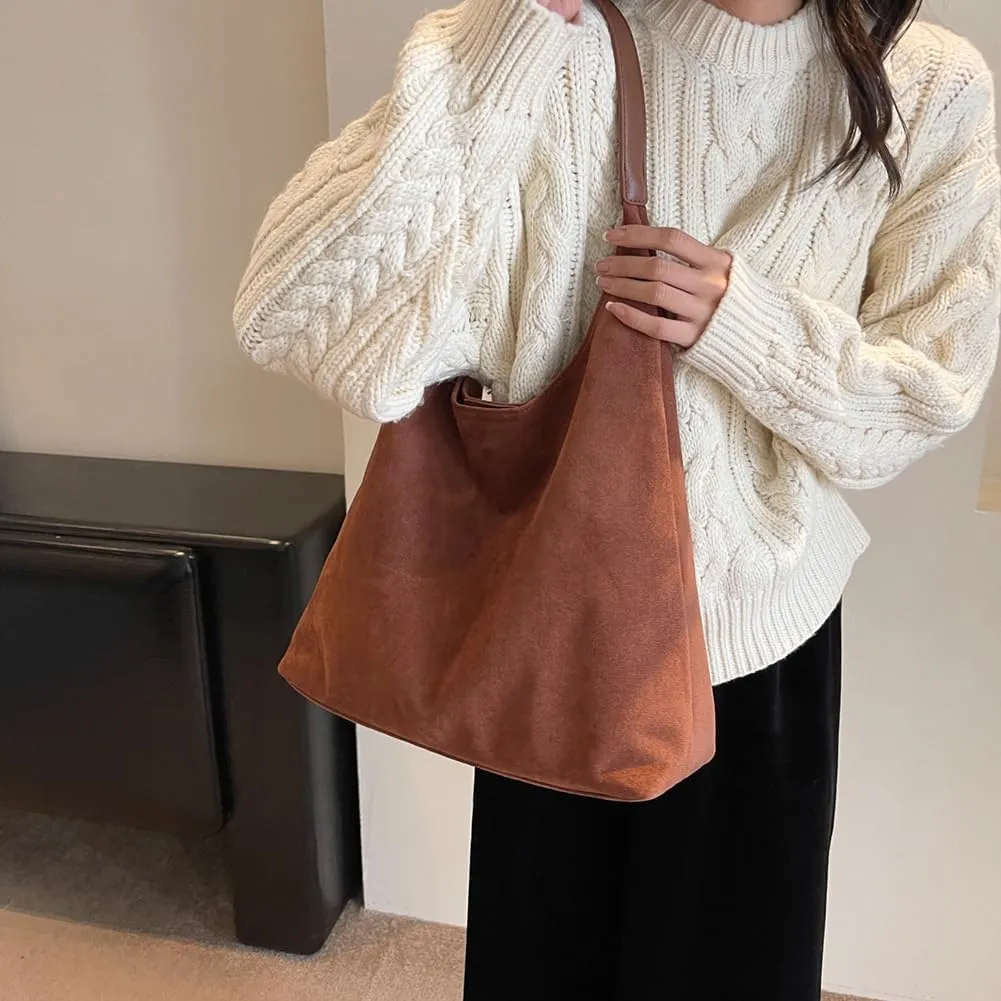 Green Suede Bag Suede Hobo Bag for Women Retro Suede Slouchy Bag Hobo Handbag Suede Shoulder Bag