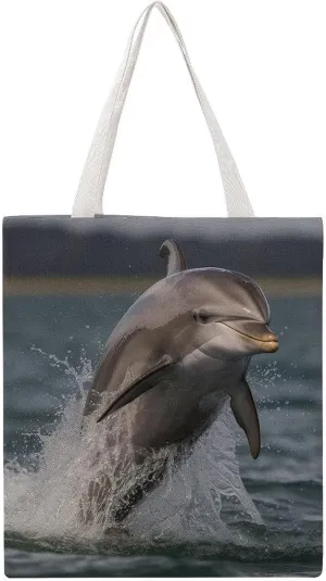 Grocery Bags Cool Dolphin Bag for Women Lightweight Beach Bag Shoulder Bags for Travel Shopping Work Handbag