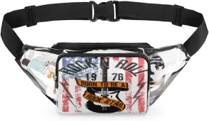 Guitar Rock Roll Clear Fanny Pack Stadium Approved Adjustable Clear Belt Bag Cute Waist Bags for Women Men Travel Sports Events Hiking Concerts
