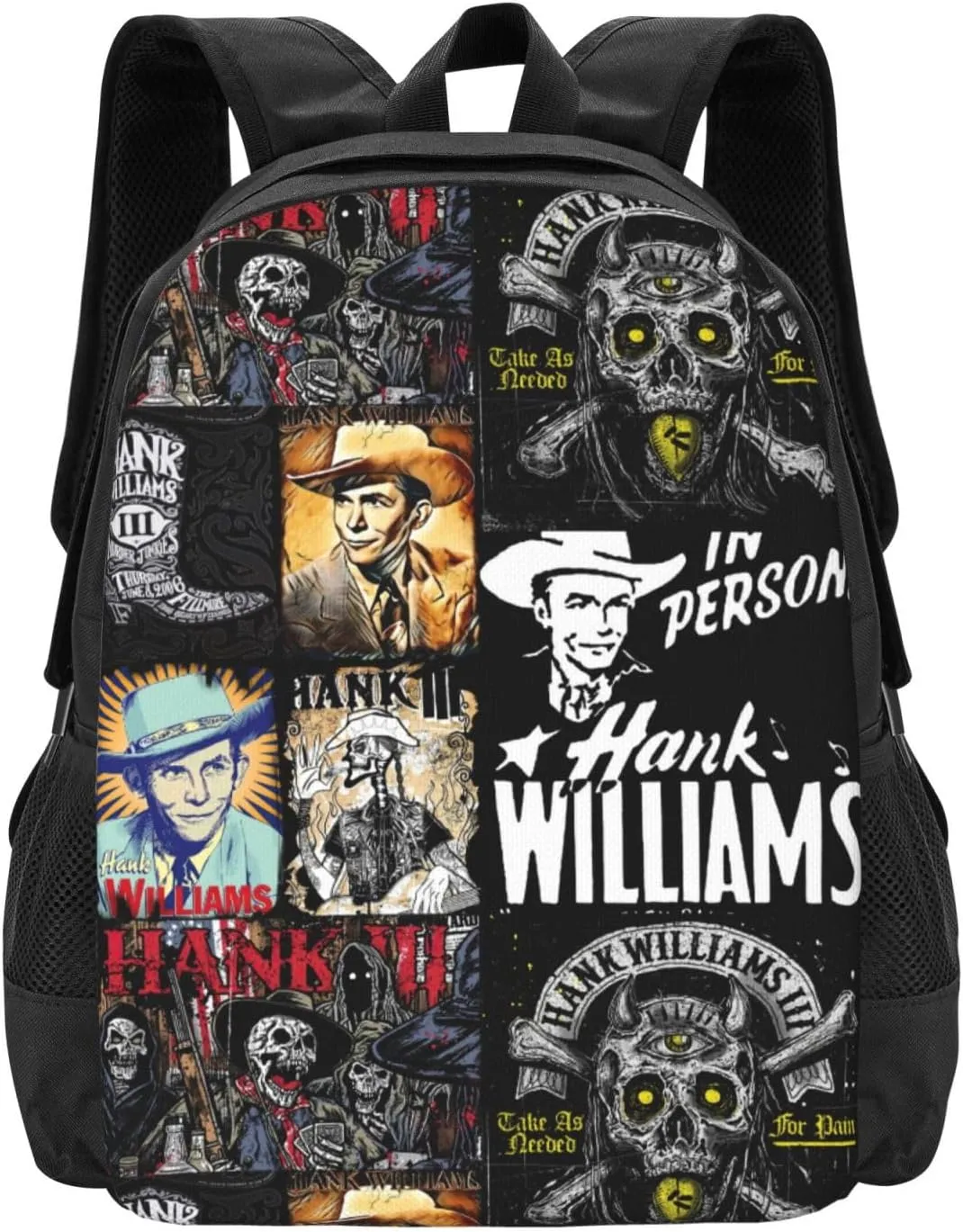 Hank Classic Williams Rock III Laptop Backpack Large Travel Bags Unisex Adult Gym Bags Casual Daypack for Camping Comfortable Work Rucksack Cool Computer Bag for Man