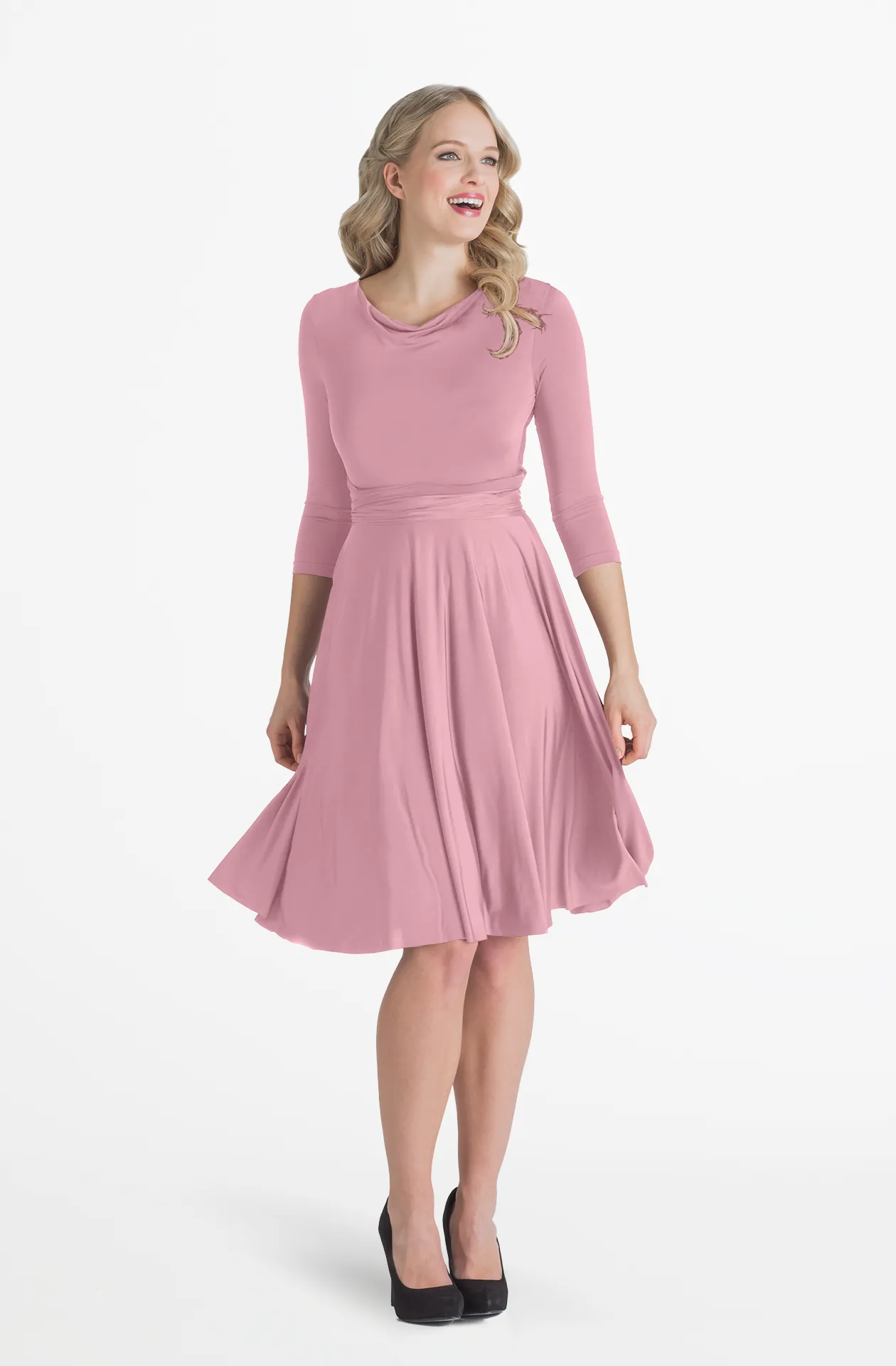 Iris Midi Dusty Rose / 1X/2X - Convertible Cocktail & Work Dresses